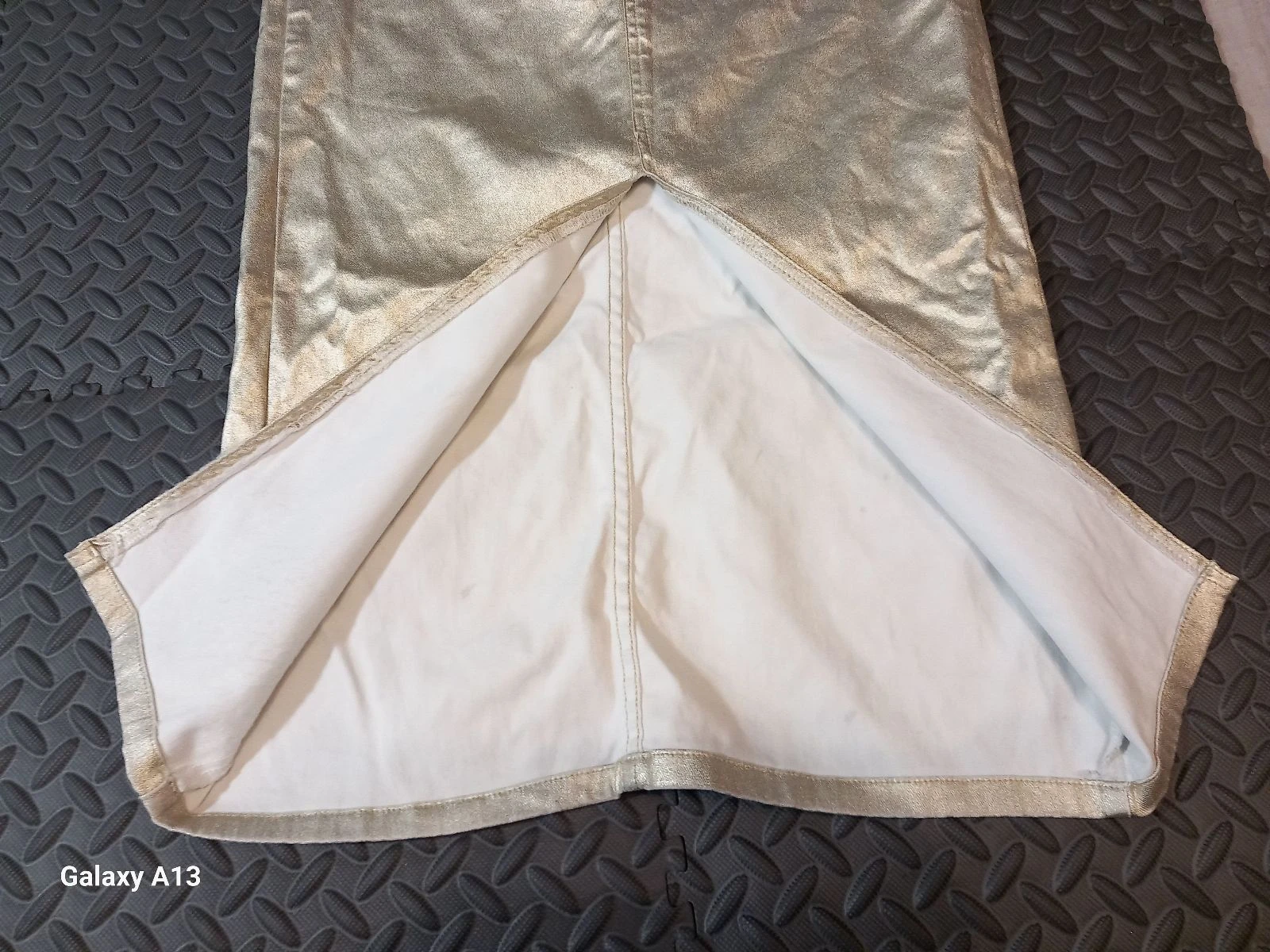 Gouden metallic denim lange rok Redial – Maat S / 36 – photo 8